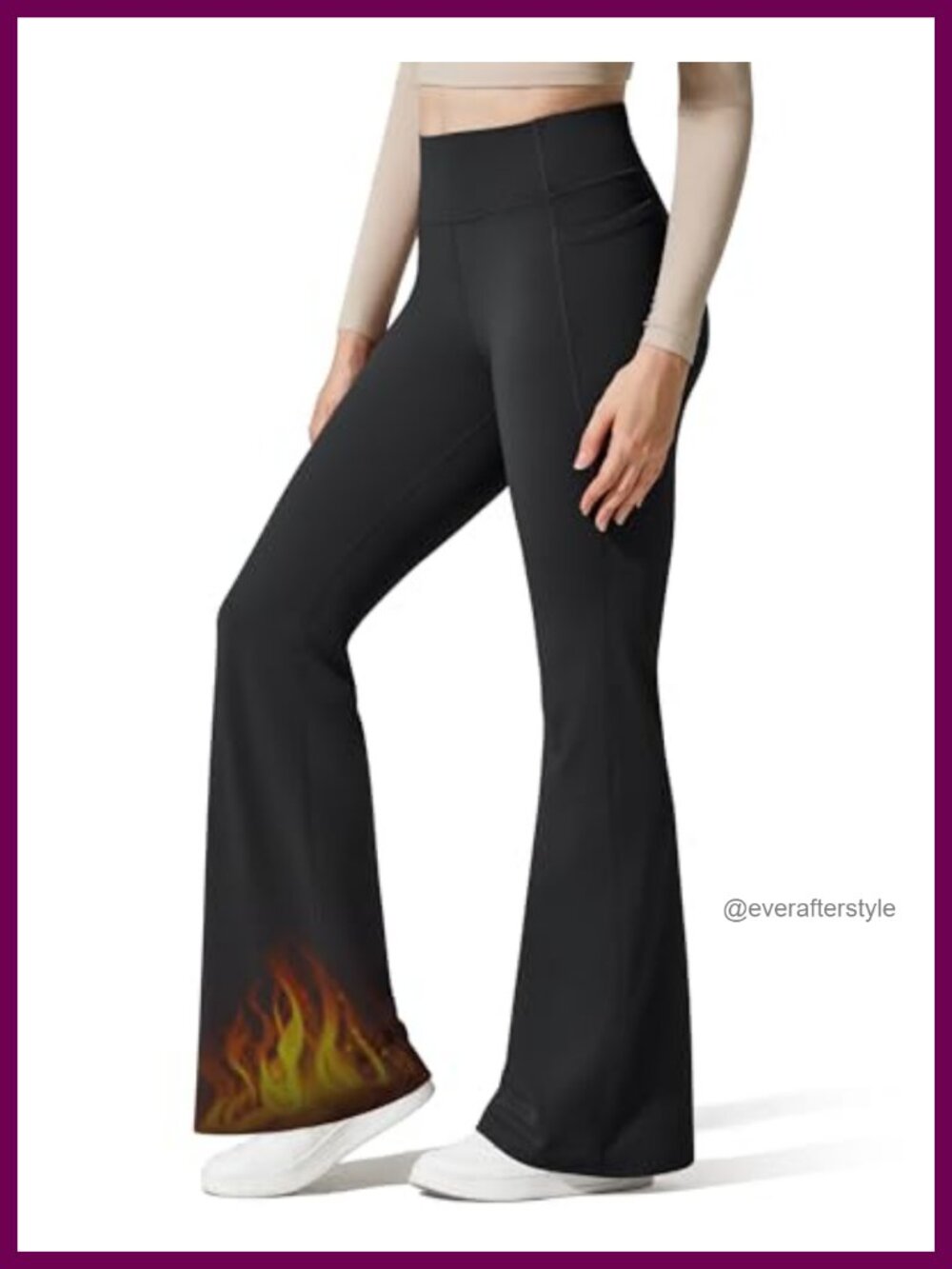 Fleece Lined High Waist Flare Yoga Pants with Pockets